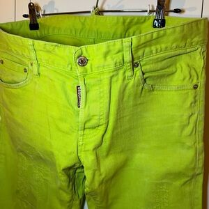 Dsquared2 Mens Sexy Twist Slim Fit Neon Green Jeans Size IT 50 / US 32/33